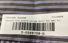 Load image into Gallery viewer, Kenneth Cole Mens Purple Striped Long Sleeve Slim Fit Dress Shirt Size 20 34/35

