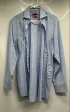 Load image into Gallery viewer, Hugo Boss Mens Blue Cotton Sharp Fit Easy Iron Long Sleeve Dress Shirt Size 16
