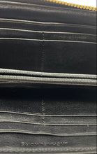 Load image into Gallery viewer, Michael Kors Womens Beige Black Monogram Credit Card Slots Zip-Around Wallet
