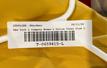 Load image into Gallery viewer, New York &amp; Company Womens Yellow Short Sleeve Double-Breasted Blazer Dress Sz L
