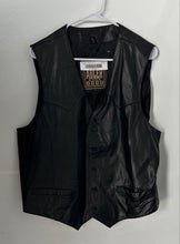 Load image into Gallery viewer, Authentic Alder Mens Black Genuine Leather Sleeveless Button Front Vest Size XL
