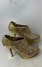 Load image into Gallery viewer, Bongo Womens Gold Tone With Glitter Stiletto Heel Ankle Booties Size 10
