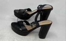 Load image into Gallery viewer, Aldo Womens Platina Black Leather Open Toe Adjustable Strap Platform Heels Sz 10
