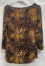 Load image into Gallery viewer, Ann Taylor Womens Brown Animal Print Long Sleeve Blouse Top Size Medium
