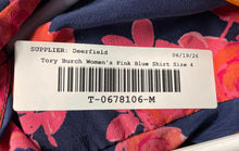 Load image into Gallery viewer, Tory Burch Womens Pink Blue Floral Long Sleeve Collared Button-Up Shirt Size 4
