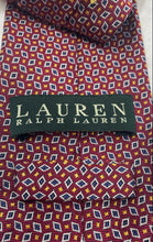 Load image into Gallery viewer, Lauren Ralph Lauren Mens Red Diamond Geometric Print Keeper Loop Pointed Tie

