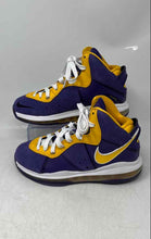 Load image into Gallery viewer, Nike Kids LeBron 8 Purple Yellow White Lace-Up Sneakers Shoes Size 4.5Y
