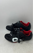 Load image into Gallery viewer, Peloton Mens Black Red Leather Adjustable Strap Road Cycling Shoes Size EUR 39
