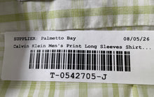 Load image into Gallery viewer, Calvin Klein Mens Green White Plaid Long Sleeve Collared Dress Shirt Sz 15 32/33
