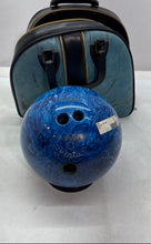 Load image into Gallery viewer, AMF Fiesta Blue Printed Engraved Brenda Indoor Game 3 Holes Bowling Ball w/ Bag
