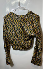 Load image into Gallery viewer, Zara Womens Multicolor Long Sleeve V-Neck Side Zip Cropped Blouse Top Size Small

