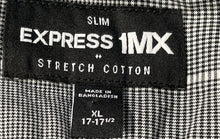 Load image into Gallery viewer, Express 1MX Mens Black &amp; White Plaid Long Sleeve Slim Dress Shirt Size XL
