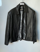 Load image into Gallery viewer, Arrow Mens Black Leather Long Sleeve Zipped Pockets Collared Jacket Size L
