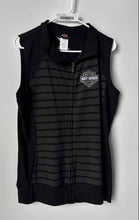 Load image into Gallery viewer, Harley-Davidson Womens Black Gray Sleeveless Collared Full-Zip Vest Size Large
