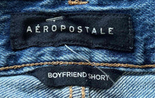 Load image into Gallery viewer, Aeropostale Womens Blue Denim Distressed Button-Fly Boyfriend Shorts Size 0
