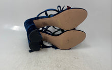 Load image into Gallery viewer, J.Crew Womens Multicolor Open-Toe Velvet Bow Block Ankle Strap Heels Size 9
