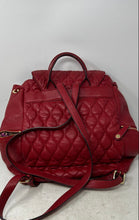 Load image into Gallery viewer, Vera Bradley Womens Red Quilted Leather Adjustable Strap Top Handle Backpack
