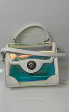 Load image into Gallery viewer, Aldo Womens White Textured Leather Adjustable Strap Flap Over Top Handle Handbag
