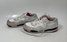 Load image into Gallery viewer, Nike Kids Air Jordan 4 RM White Black Red Leather Lace-Up Sneakers Shoes Size 2Y
