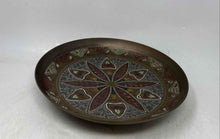 Load image into Gallery viewer, Middle Eastern Egyptian Multicolor Enameled Copper Footed Collectible Plate
