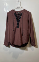Load image into Gallery viewer, Express Womens Brown Long Sleeve Criss Cross Drawstring Tunic Top Size XS
