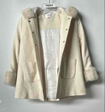 Load image into Gallery viewer, Charabia Girls Beige Long Sleeve Pockets Hooded Front Snap Coat Size 10
