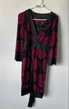 Load image into Gallery viewer, INC International Concepts Womens Black Fuchsia Long Sleeve Wrap Dress Size M

