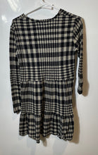 Load image into Gallery viewer, Zara Womens Beige Black Plaid Print Long Sleeve Round Neck Mini Dress Size M
