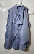 Load image into Gallery viewer, Zara Womens Blue Sleeveless Button Front Draped Blouse Top Size Medium

