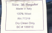 Load image into Gallery viewer, Zignone Mens Blue Wool Natural Stretch Notch Lapel Two-Button Blazer Jacket 38R
