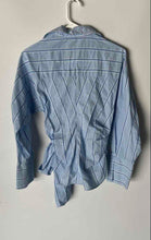 Load image into Gallery viewer, Zara Womens Light Blue Striped Long Sleeve Collared Wrap Blouse Top Size S
