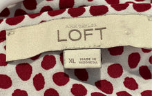 Load image into Gallery viewer, Loft Womens White &amp; Red Spotted Print Long Sleeve Scoop Neck Blouse Top Size XL
