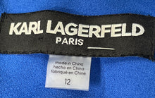 Load image into Gallery viewer, Karl Lagerfeld Womens Blue Short Sleeve Round Neck Mini Dress Size 12
