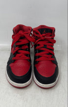 Load image into Gallery viewer, Nike Boys Air Jordan 1 Mid Red And Black Leather Sneakers Shoes Size 1.5Y
