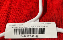 Load image into Gallery viewer, Michael Kors Womens Red Short Sleeve Banded Collar Blouse Top Size Medium
