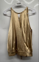 Load image into Gallery viewer, DKNY Womens Gold Satin Halter Neck Sleeveless Pullover Blouse Top Size 14
