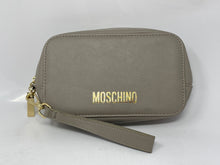 Load image into Gallery viewer, Moschino Womens Gray Detachable Strap Zipper Cosmetic Bag Stained

