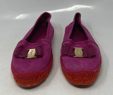 Load image into Gallery viewer, Authentic Salvatore Ferragamo Womens Purple Red Espadrille Shoes Sz 6.5M Damaged
