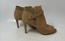 Load image into Gallery viewer, Marc Fisher Womens Shimmee Beige Suede Peep Toe Ankle Booties Size 8.5M
