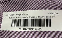 Load image into Gallery viewer, Calvin Klein Mens Purple Slim Fit Stretch Long Sleeve Collared Dress Shirt Sz 18
