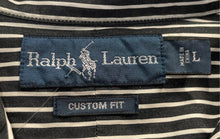 Load image into Gallery viewer, Ralph Lauren Mens Black Striped Long Sleeve Custom Fit Button-Up Shirt Size L

