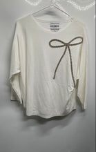 Load image into Gallery viewer, Liv Milano Womens White Long Sleeve Round Neck Side Bow Pullover T-Shirt Size M
