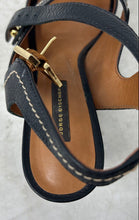 Load image into Gallery viewer, Jorge Bischoff Womens Brown And Black Leather Buckle Ankle Strap Sandal Size 6
