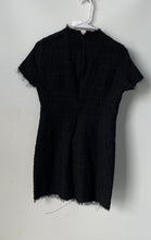 Load image into Gallery viewer, Zara Womens Black Short Sleeve Chic Raw Frayed Trim Back Zip Mini Dress Size M
