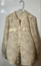 Load image into Gallery viewer, Calvin Klein Womens Beige Brown Floral Long Sleeve Button Front Blouse Top Sz M
