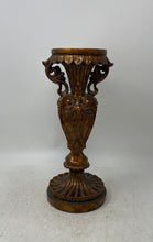 Load image into Gallery viewer, Antique Brown Wood Metal Baroque Scroll Victorian Pedestal Candlestick Holder

