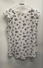 Load image into Gallery viewer, Loft Womens White Floral Print Short Sleeve Round Neck Blouse Top Size MP
