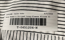 Load image into Gallery viewer, Mango Womens Black White Striped Long Sleeve Collared Button-Up Shirt Size M
