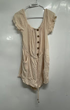 Load image into Gallery viewer, Guess Womens Beige Ruffle Short Sleeve Button Front One-Piece Romper Size M
