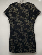 Load image into Gallery viewer, Ann Taylor Womens Black Floral Print Glitter Short Sleeve Mini Dress Size 16
